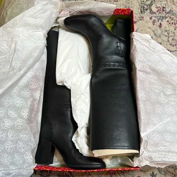 NIB Tory Burch Contraire 90mm Boot Golf Napa Black Size 10.5 Style 42750 - Picture 3 of 15